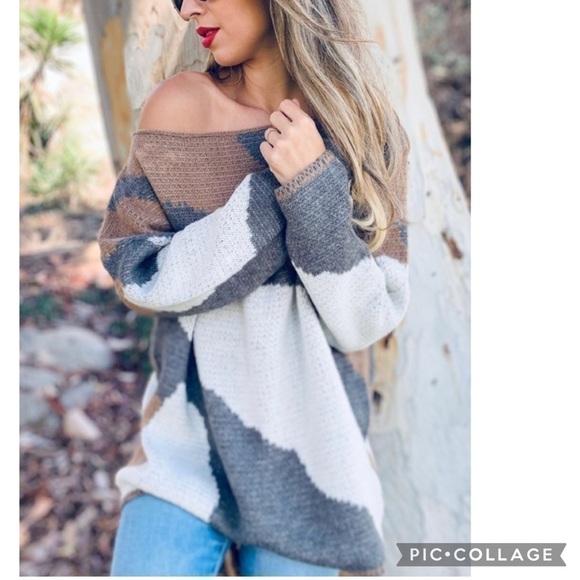 SALE!! Tri-Color Puzzle Piece Sweater - Picture 3 of 4